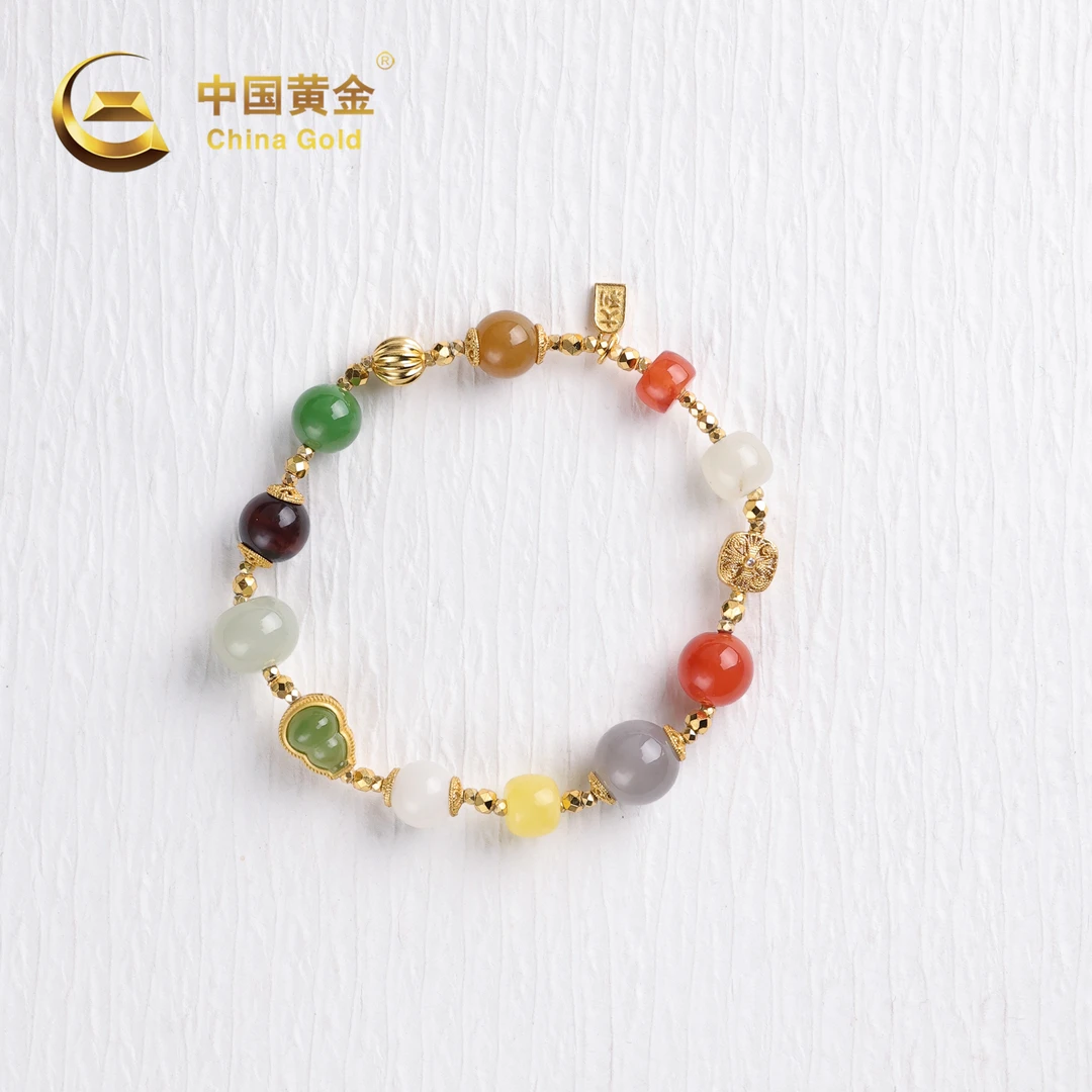 【中国黄金】彩钰 | 和田玉*手串*S925银镶嵌-S4285-臻