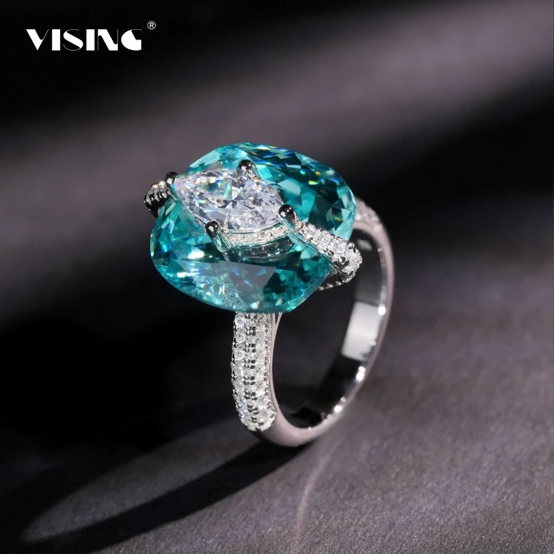 925银合成锆石戒指 VISING珠宝人工帕拉伊巴色25克拉戒指