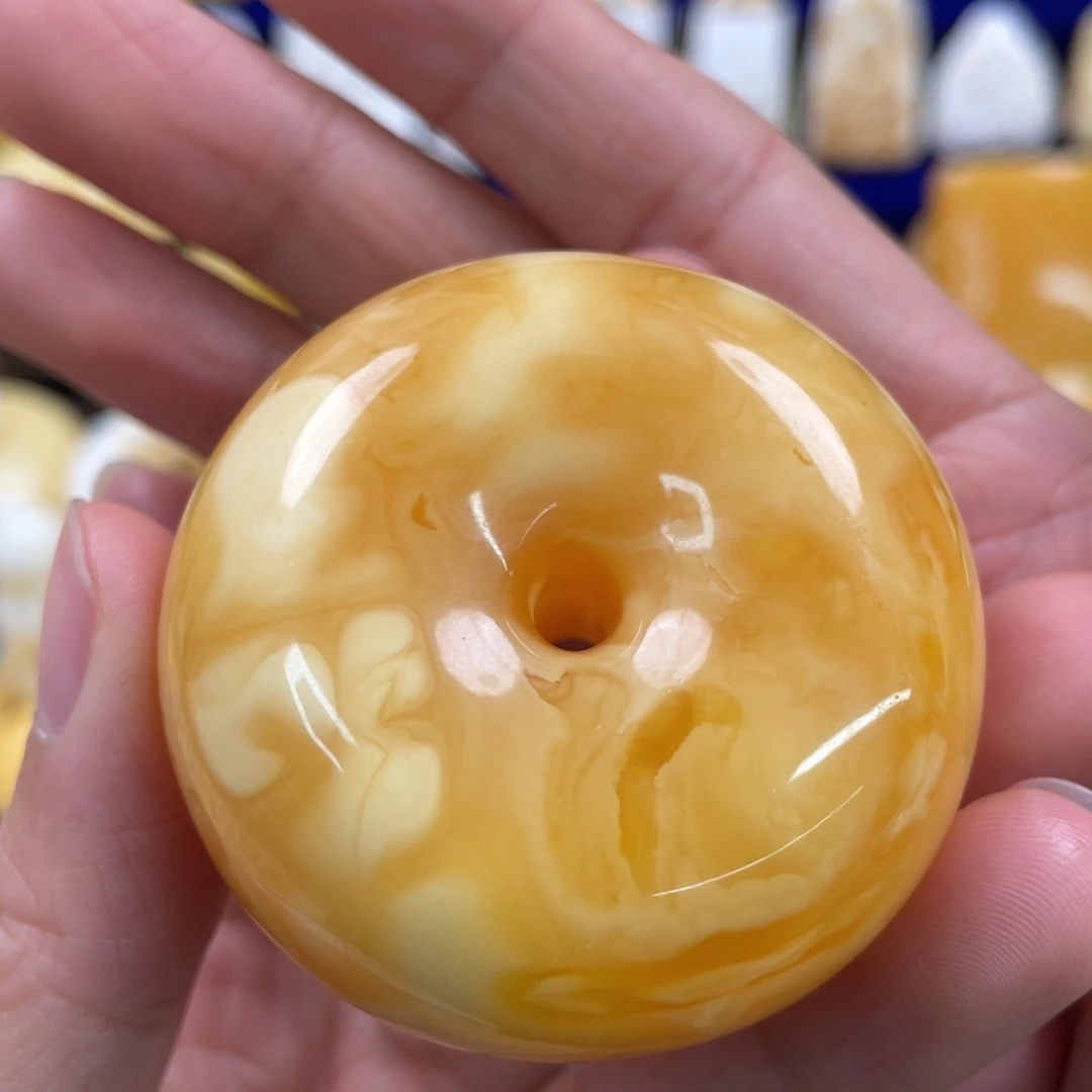 蜜蜡裸石未镶嵌琥珀蜜蜡平安扣吊坠