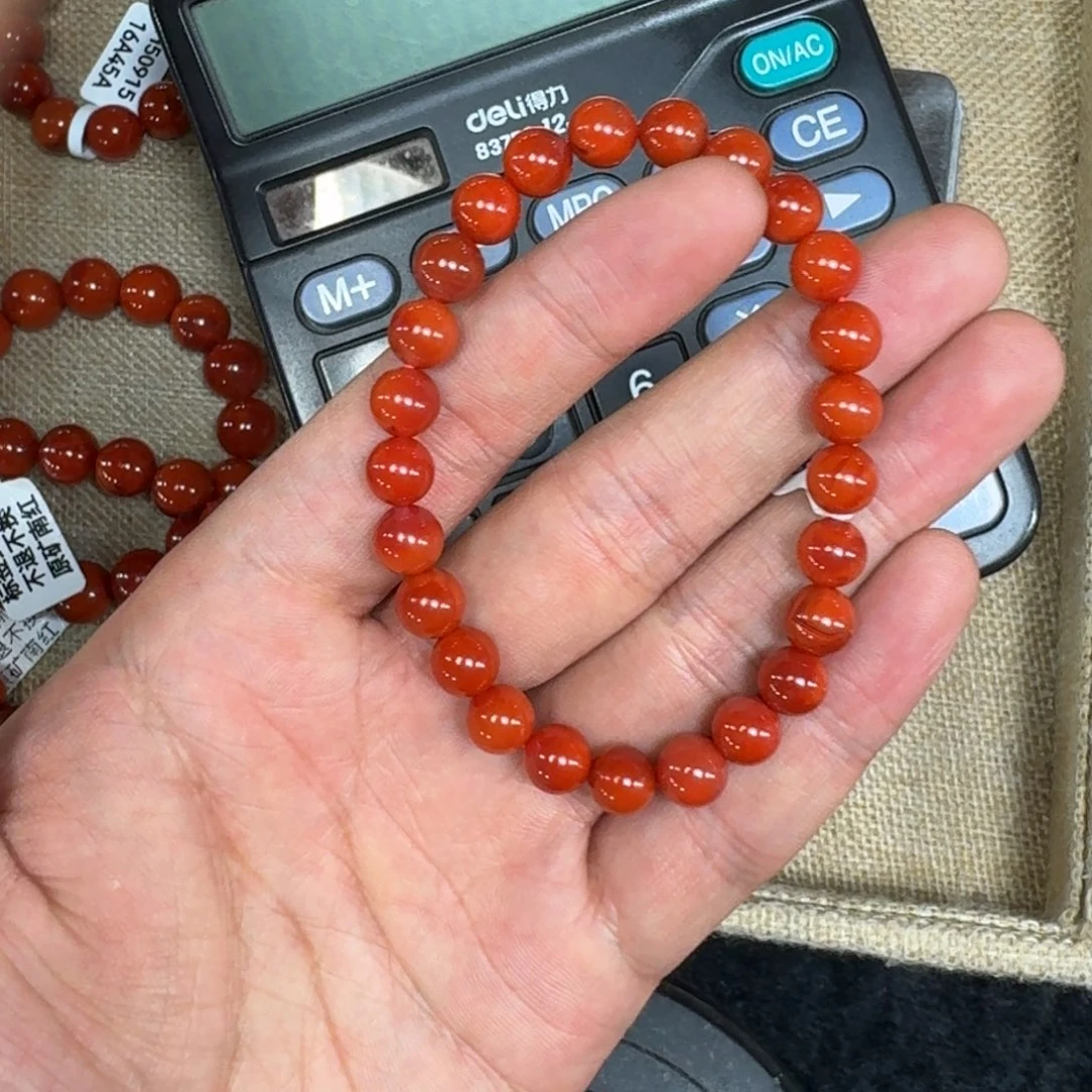 手链未镶嵌南红玛瑙原矿南红手串7mm➕高品质瓦西柿子锦