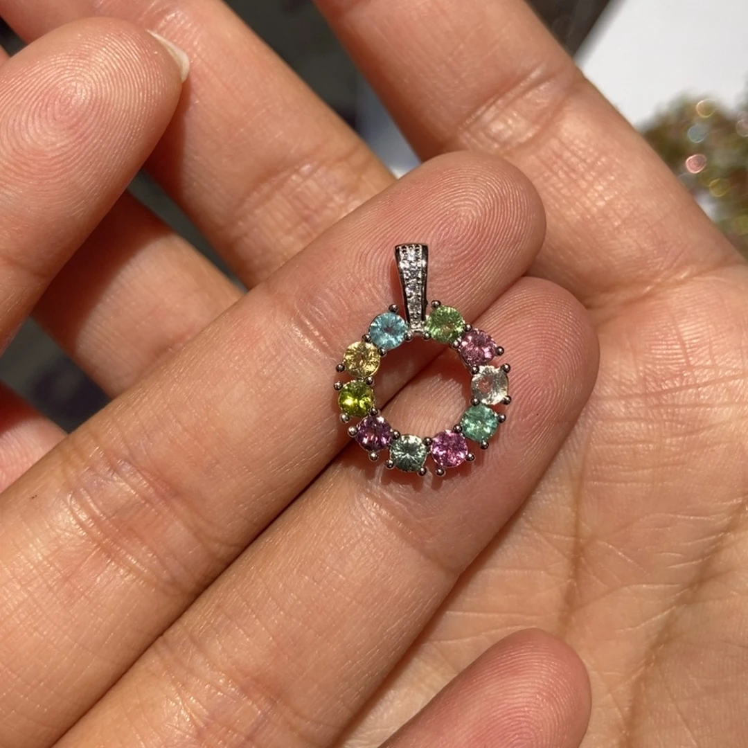 项链银S925镶嵌碧玺