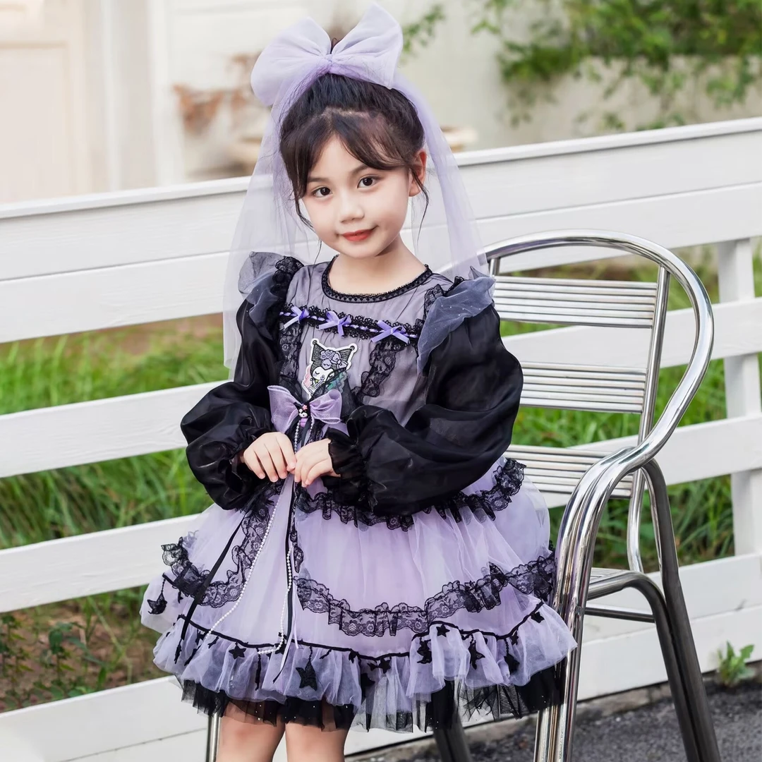 女童库洛米长袖连衣裙秋季新款洋气时尚洛丽塔甜美公主生日礼服裙