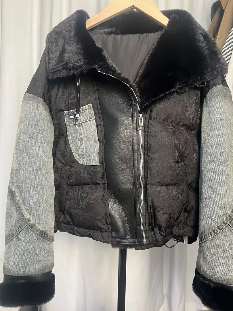 2025新款羽绒外套短款拼接