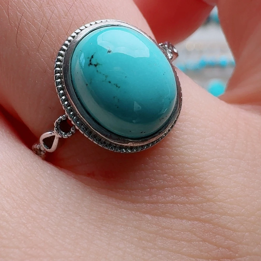绿松石银S925镶嵌戒指
