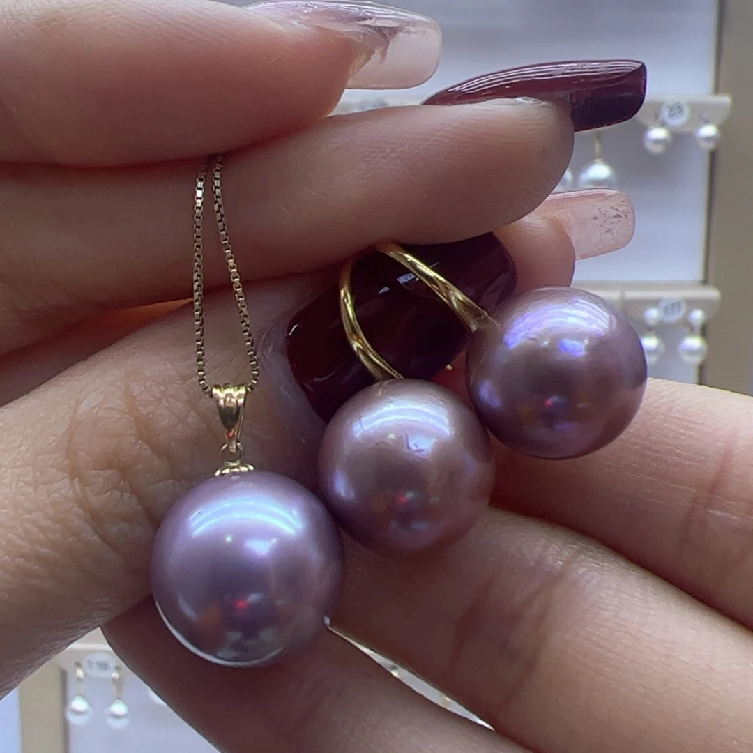 淡水珍珠吊坠(赠链)18K金镶嵌