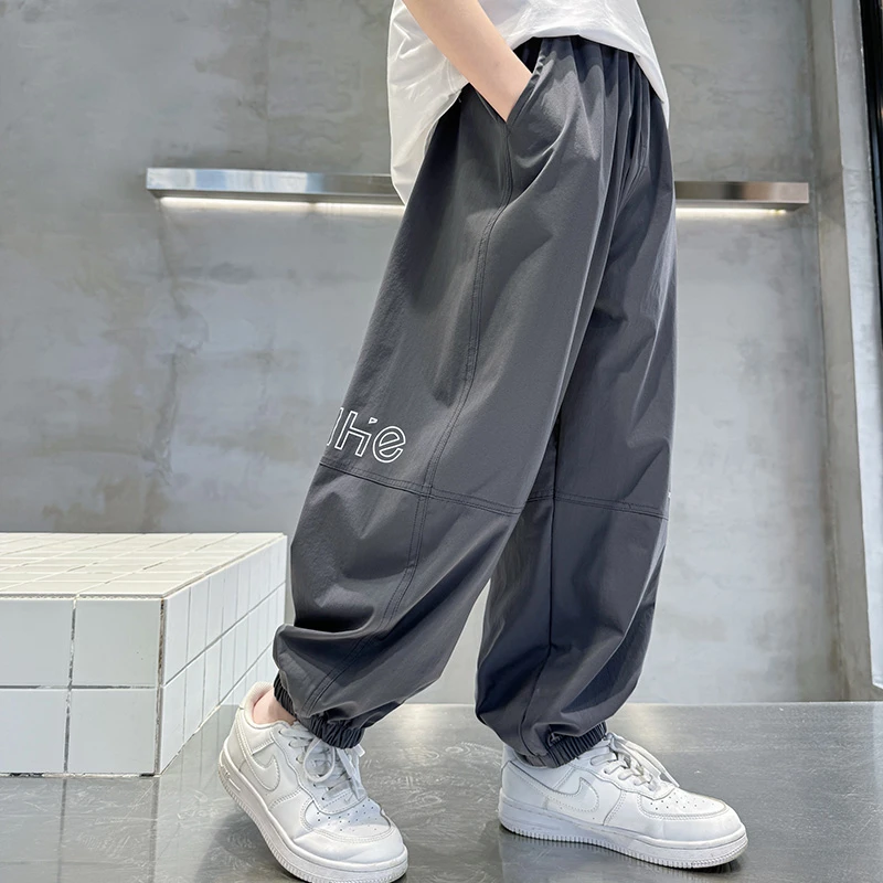 男童夏季冰丝防蚊裤2025新款儿童速干裤中大童哈伦裤男孩薄款裤子