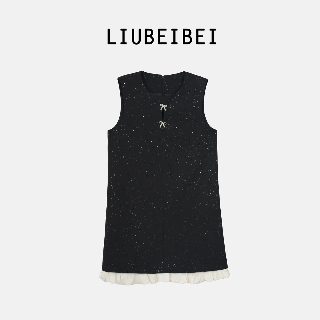 LIUBEIBEI【名媛世家】春季新款小香风镶钻蝴蝶结显瘦背心裙-8652