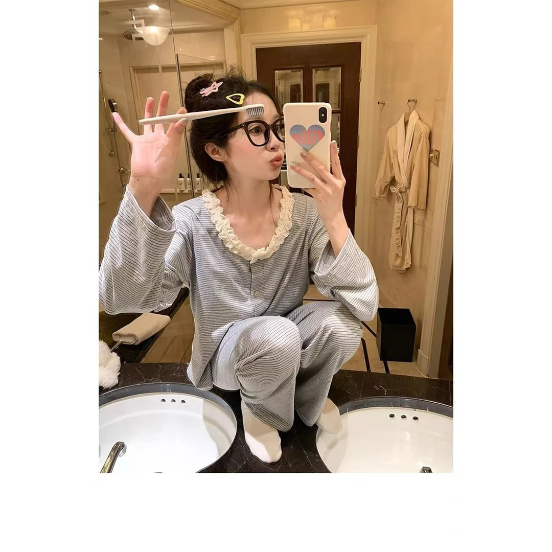 【婷婷家】小个子秋冬德绒家居服睡衣套装#9936