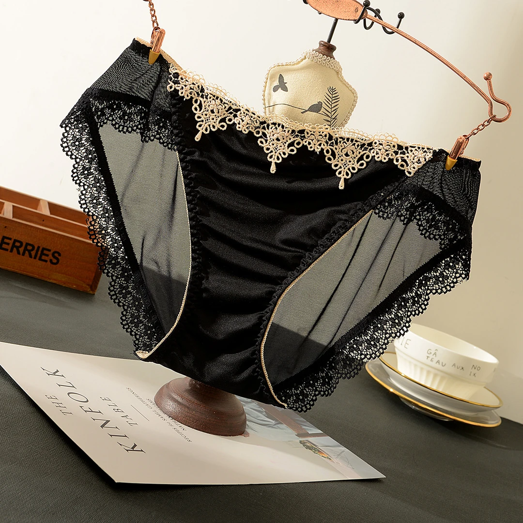 厂家直发牛奶丝圆光布蕾丝网纱性感内裤女士内裤时尚情调