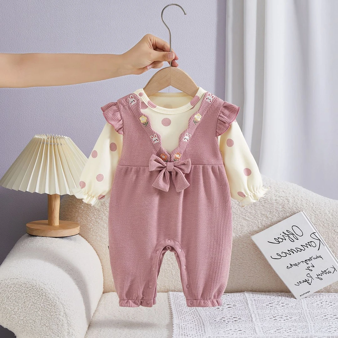 春秋装新款女宝宝衣服婴幼儿连体衣韩版公主哈衣洋气外出服