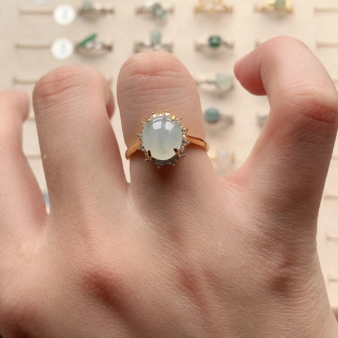 翡翠戒指银S925镶嵌0056