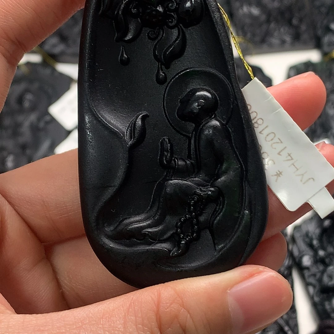 天然缅甸a货钢琴黑挂件