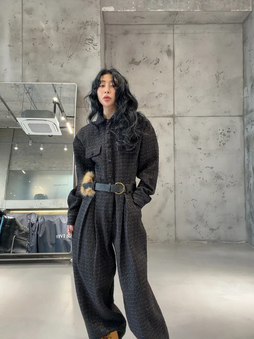 VIVISPLENDID21808#原创新年定制加绒小香带腰带连体裤