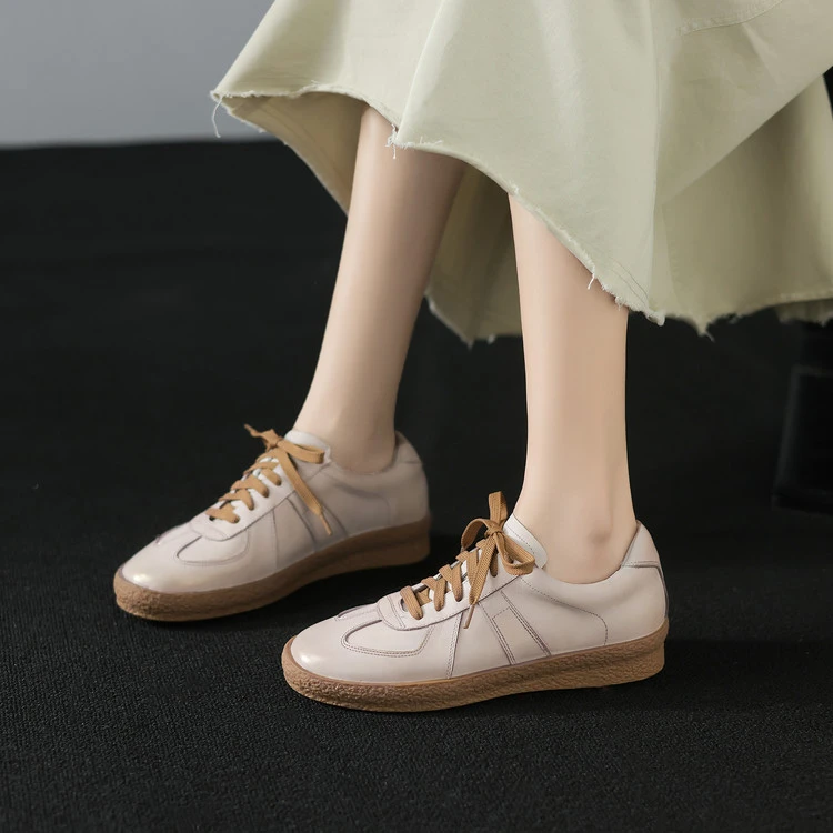 3cm 通勤休闲舒适软底系带德训鞋春季韩版简约风时尚百搭厚底单鞋