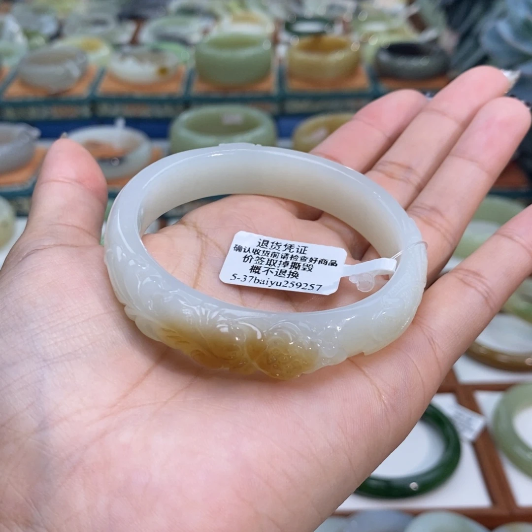 和田玉未镶嵌手镯和田玉且末糖白5455