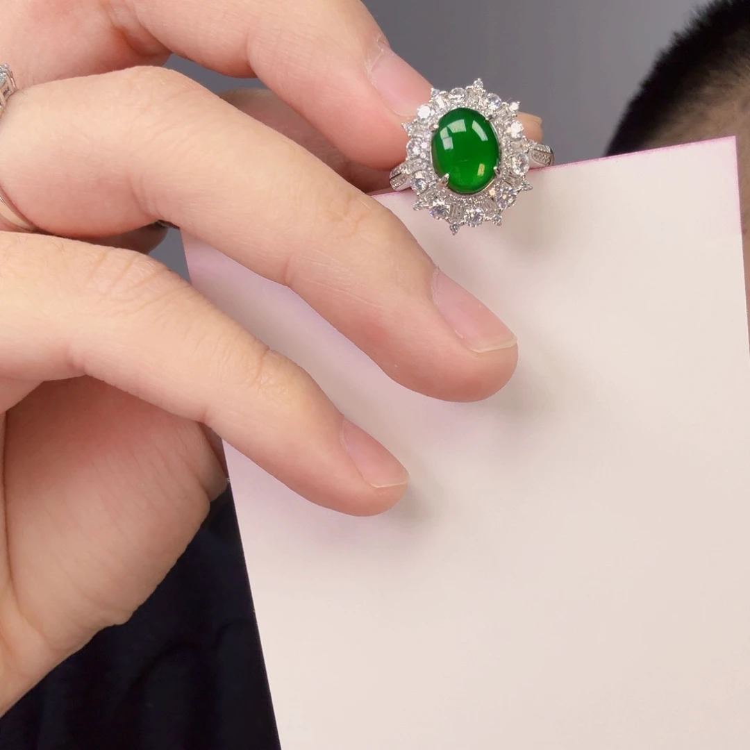 翡翠颈饰银S925镶嵌一件