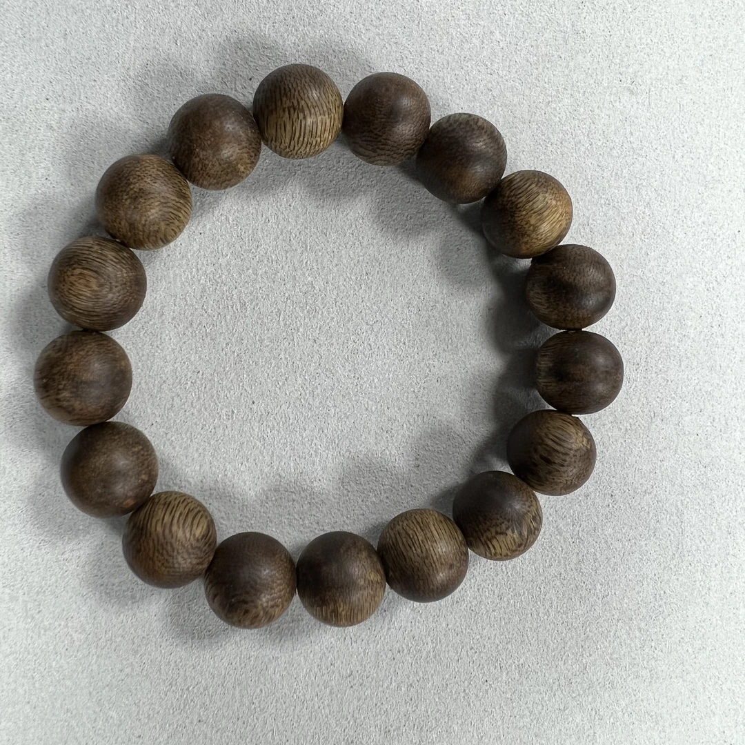 沉香13mm圆珠原木原色原味/高品质莺歌绿奇楠沉香手串