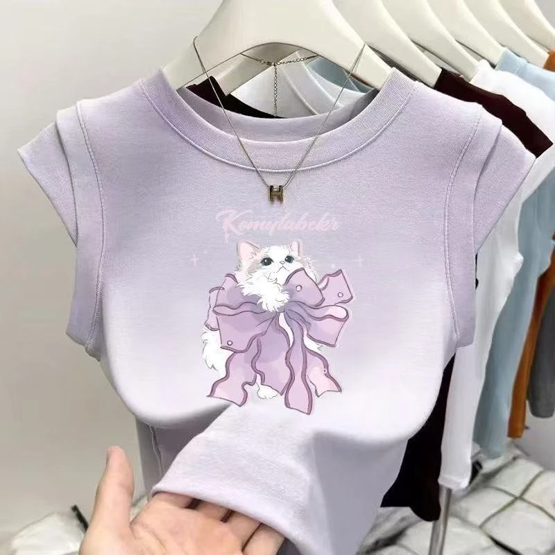 QZGY儿童卡通卡通动漫小女孩中大童夏季背心宝宝t恤百搭印花韩版