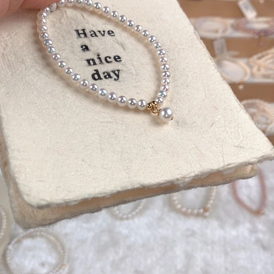 手绳银S925镶嵌淡水珍珠