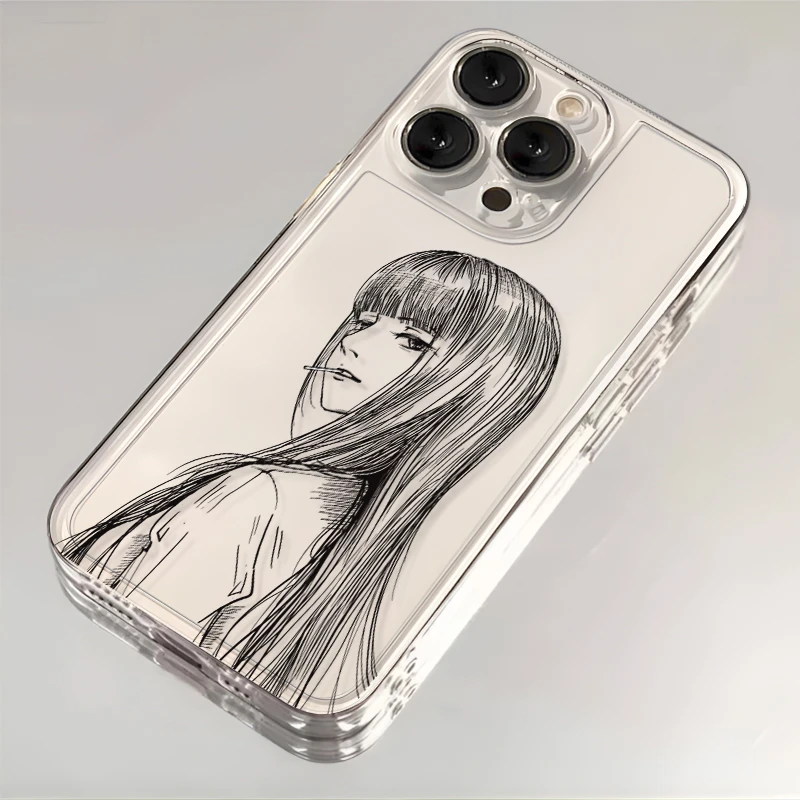 ins素描女孩适用苹果14promax手机壳iphone15/13pro透明太空壳12p