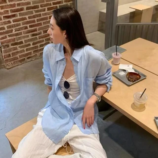 衬衫女垂感防晒衬衣女春夏2025新款薄款宽松夏季外搭高级感空调衫