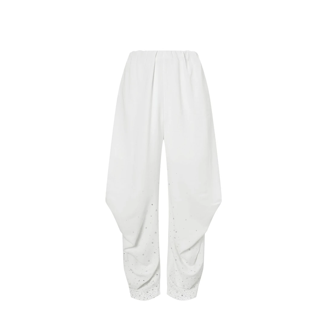 【#i!lo】25SS 骨爽亚麻渐变烫钻弯刀裤 25SS