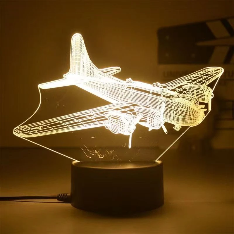 轰炸机战斗机直升机航空飞机周边模型手办摆件变色小夜灯装饰礼物