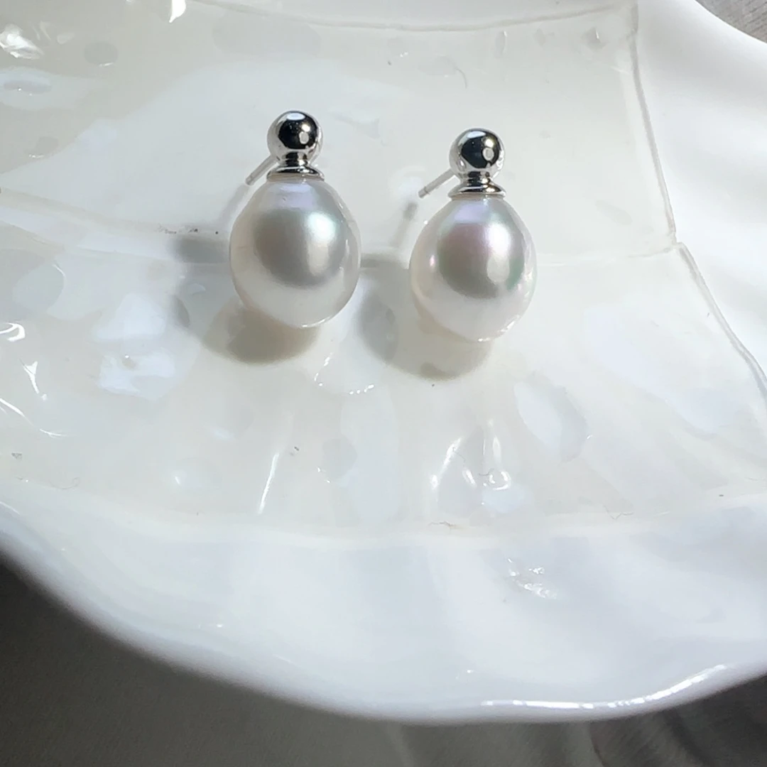 海水珍珠耳饰银S925镶嵌