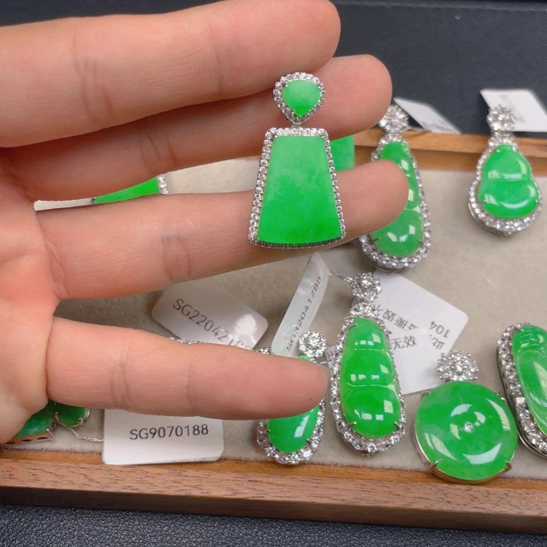 翡翠银S925镶嵌吊坠(不含链)