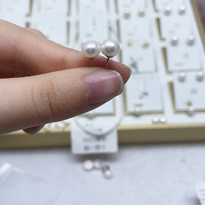 淡水珍珠耳饰银S925镶嵌无*&