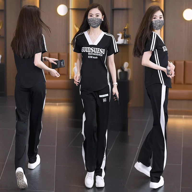 2025夏季新款休闲运动套装女时尚洋气减龄宽松显瘦遮肉短袖两件套