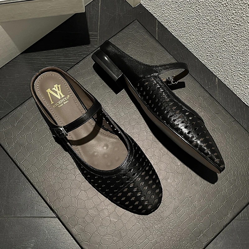 3cm包头凉鞋方头纯色时装透气凉鞋尖头