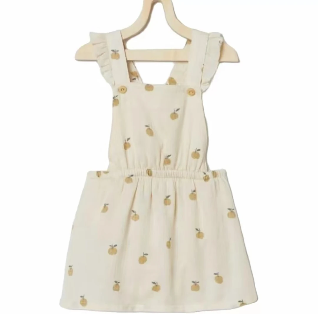 优选水果黄色棉纱吊带连体包裤小童儿童休闲百搭