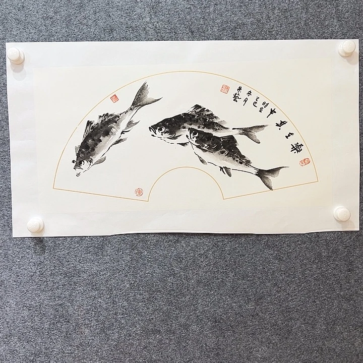国画知鱼之乐纯手绘