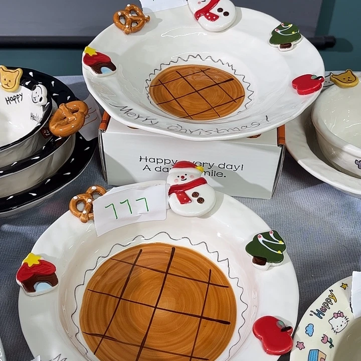 陶圣诞反口盘陶瓷陶瓷