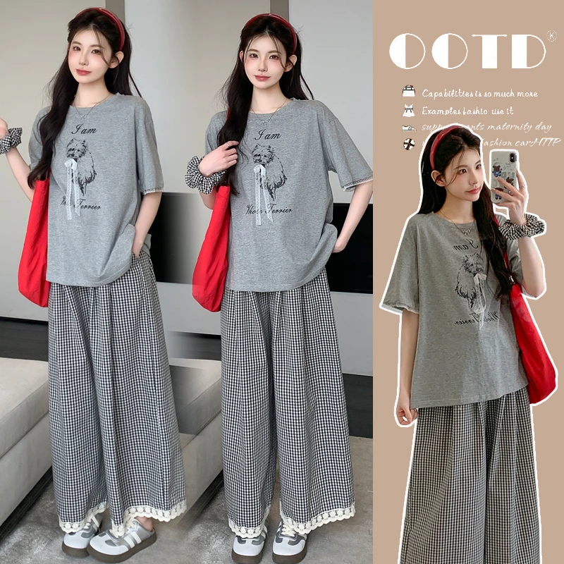 孕妇夏装2025新款上衣t恤套装宽松孕妈高级感穿搭时髦夏季两件套
