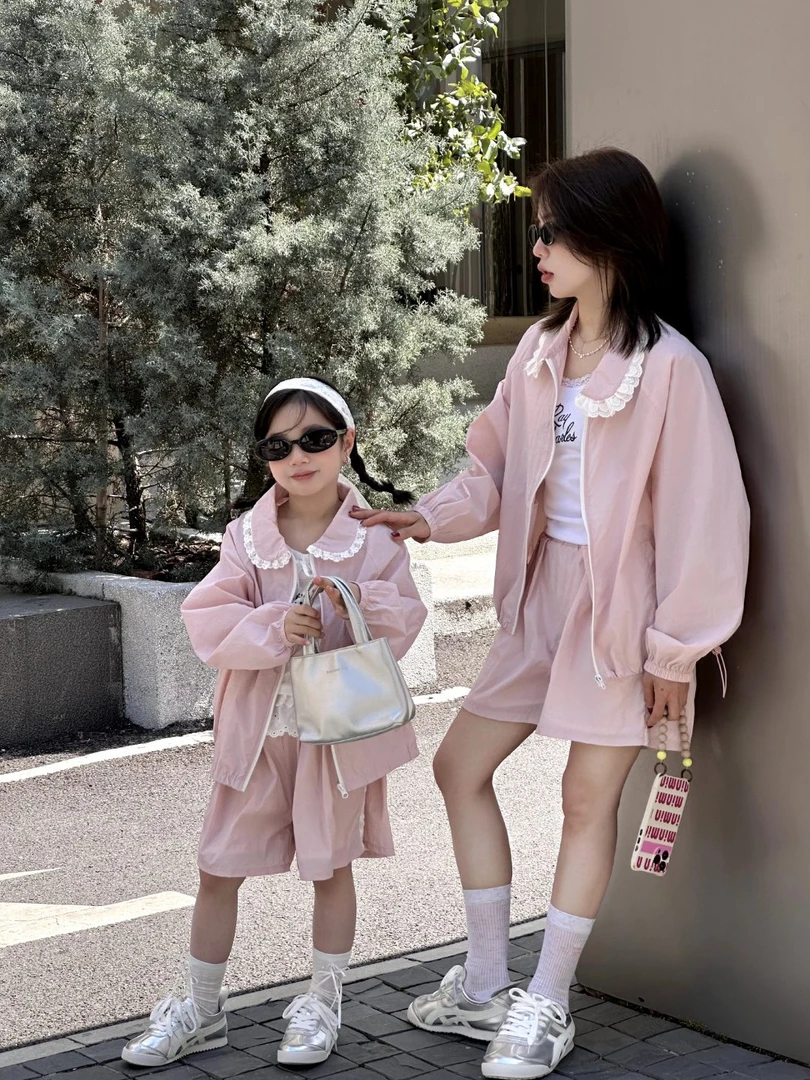 AYXH原纱花边娃娃领韩系套装防晒服长袖洋气时尚清新夏季