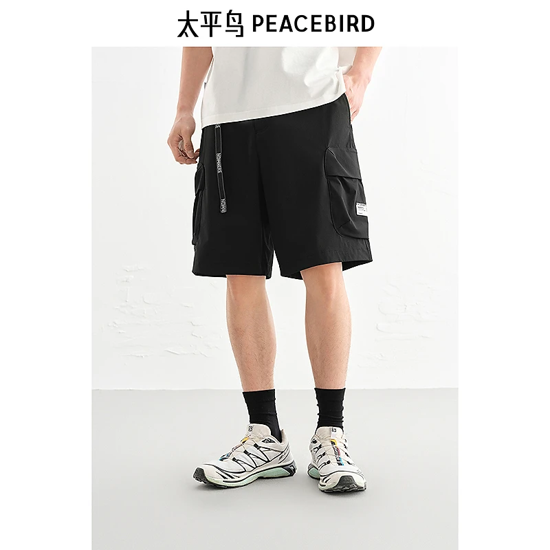 【商场同款】太平鸟男装休闲裤刺绣直筒中短裤运动宽松B2GCF2197