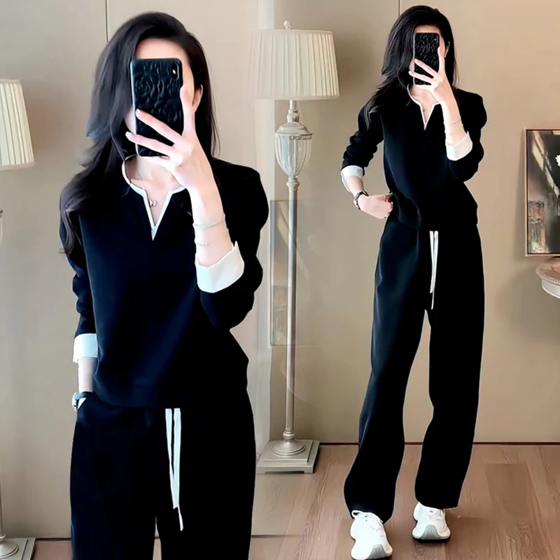 时尚显瘦运动服套装女士2025春秋季新款洋气小个子上衣长裤两件套