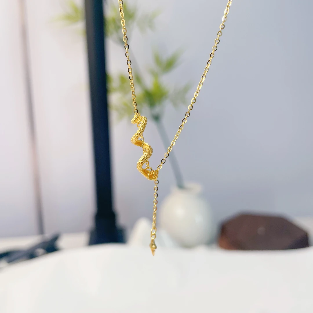 足金灵蛇套链黄金蛇年新款项链