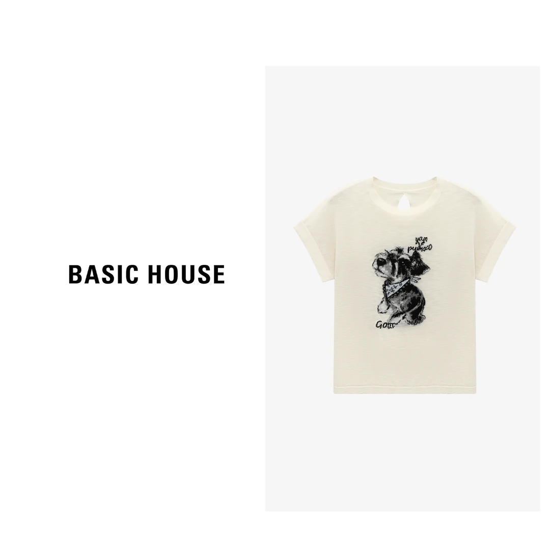 Basic House/百家好夏季赴约极简女动物图案风针织衫-B0625B5DJB2