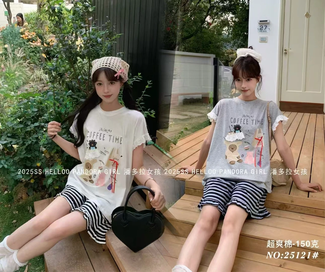 【欢欢精选】潘多拉121可爱卡通短袖短裤外穿家居服