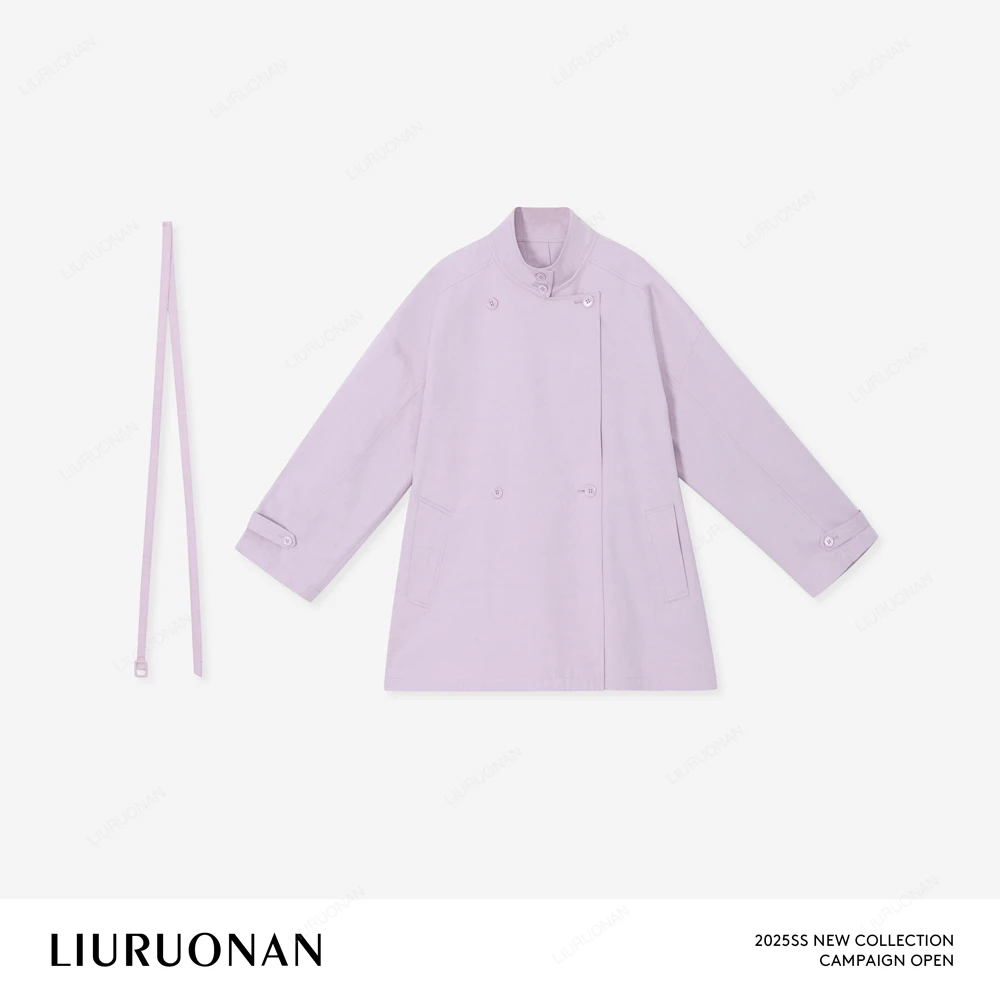 LIURUONAN 25SS 【浅春系风衣】纯色气质休闲可立领设计外套+细腰带