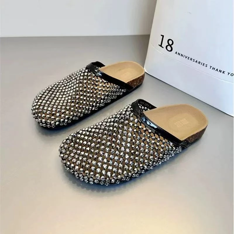 Miss Huo 编织半拖鞋 C 黑色 9552