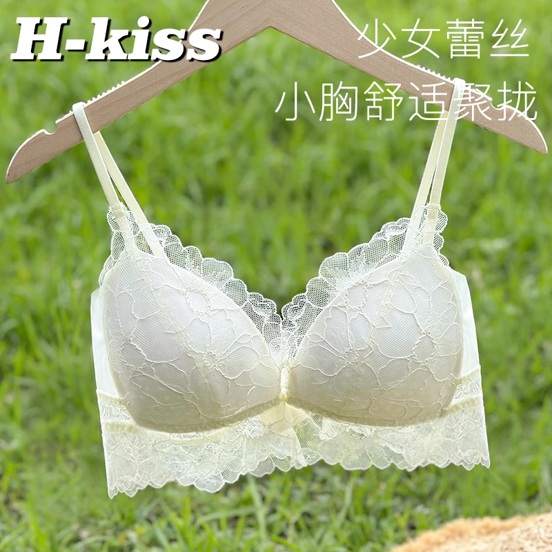 太有夏天感觉了！蕾丝文胸薄款透气小胸舒适法式三角杯细肩带内衣