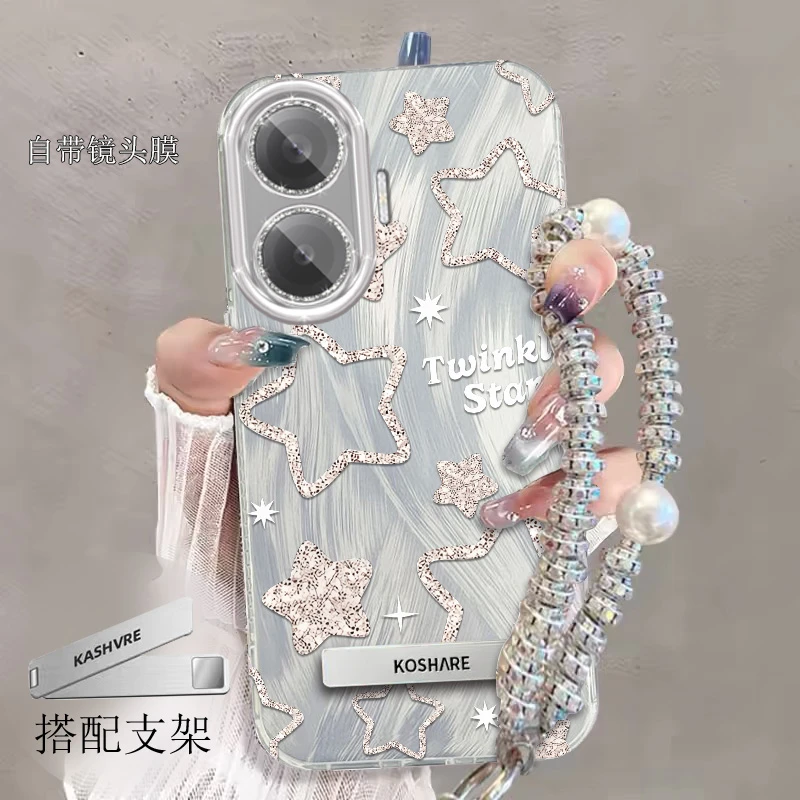 红米Turbo4Pro手机壳羽纱自带镜头膜Redmiturbo4pro星星软壳支架