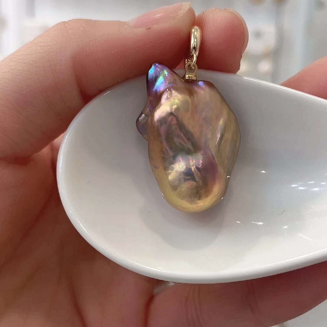 淡水珍珠天然珍珠巴洛克银S925镶嵌