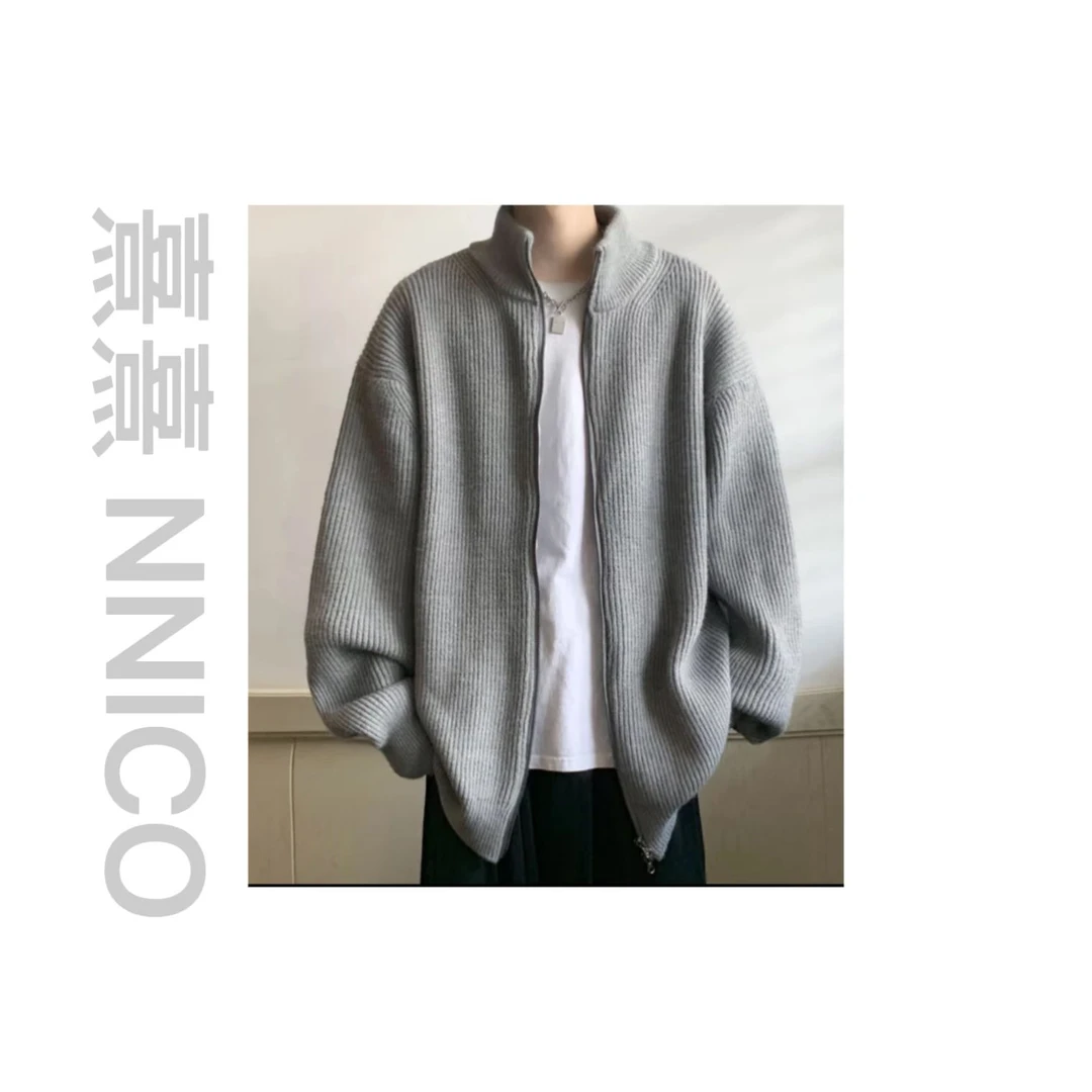 2025秋冬新款高领毛衣情侣韩版宽松针织外套