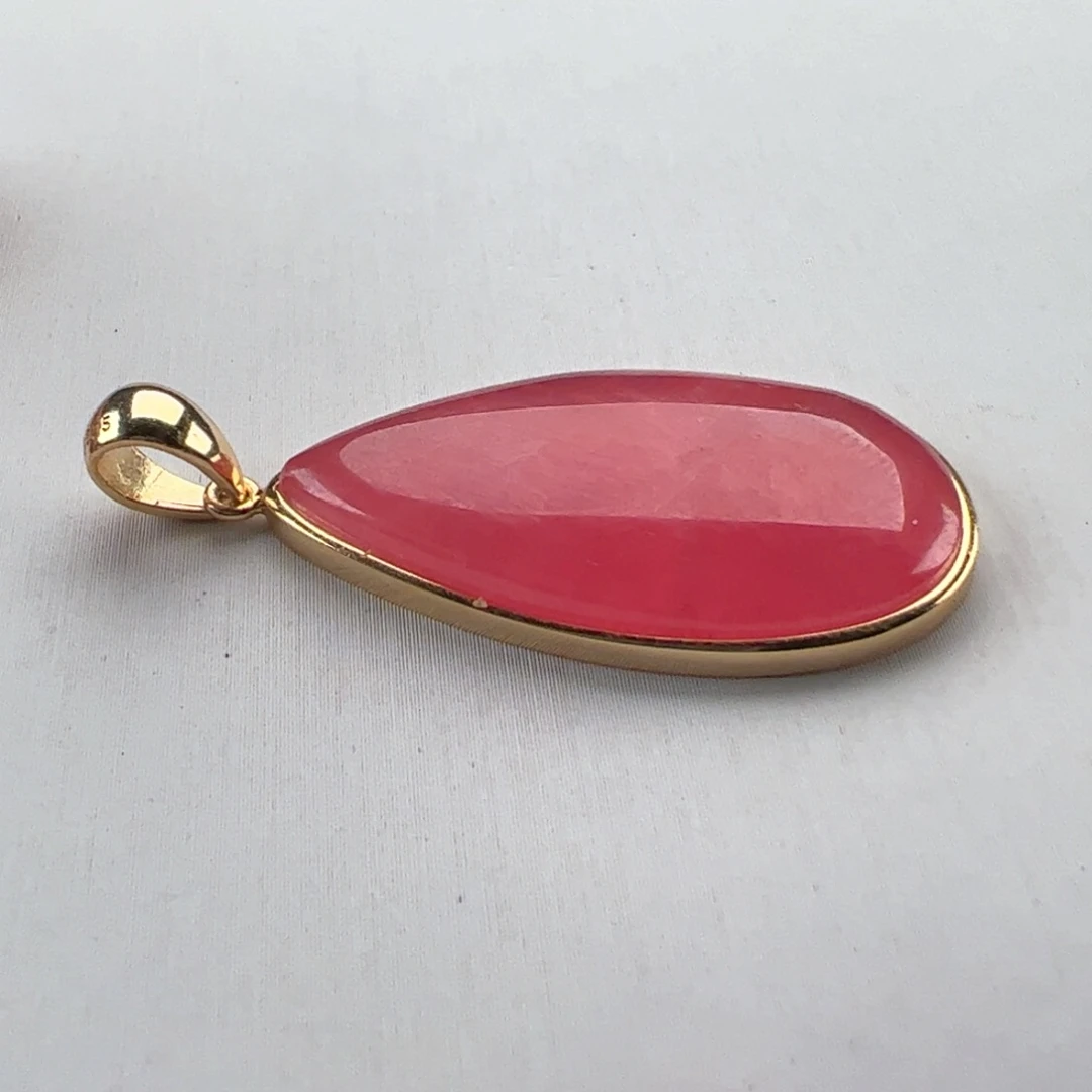 菱锰矿（红纹石）银S925镶嵌吊坠(赠链)