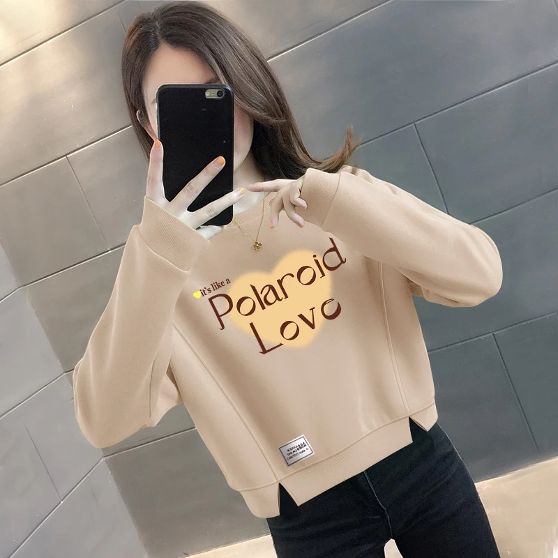 春秋冬加绒/不加绒爆款女装圆领宽松显瘦上衣时尚大码百搭女卫衣